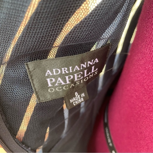 Adrianna Papell Special Occasion Navy Blue Gown Long Dress Ruffles Tiered Sz 6 - Picture 4 of 16